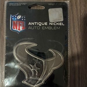NFL Houston Texans antique nickel auto emblem brand new